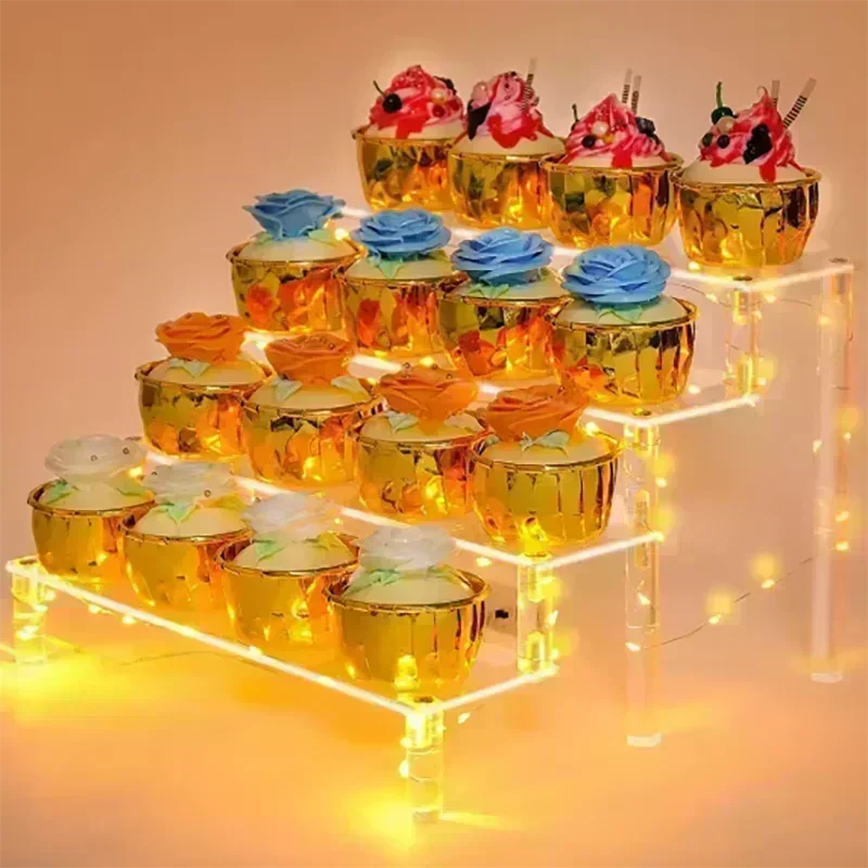 1-4 Tier Acrylic Display Stand Clear Display Riser Rack for Cupcake Perfume Doll Décor Organizer Amiibo Funko POP Figures DC05