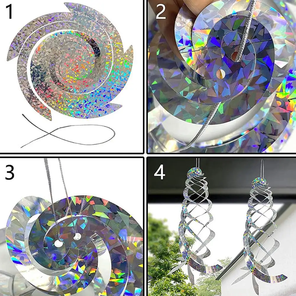 1Set Bird Repellent Reflective Film Laser Bird Repellent Reflective Film Farm Garden Silver Hanging Wind Chime