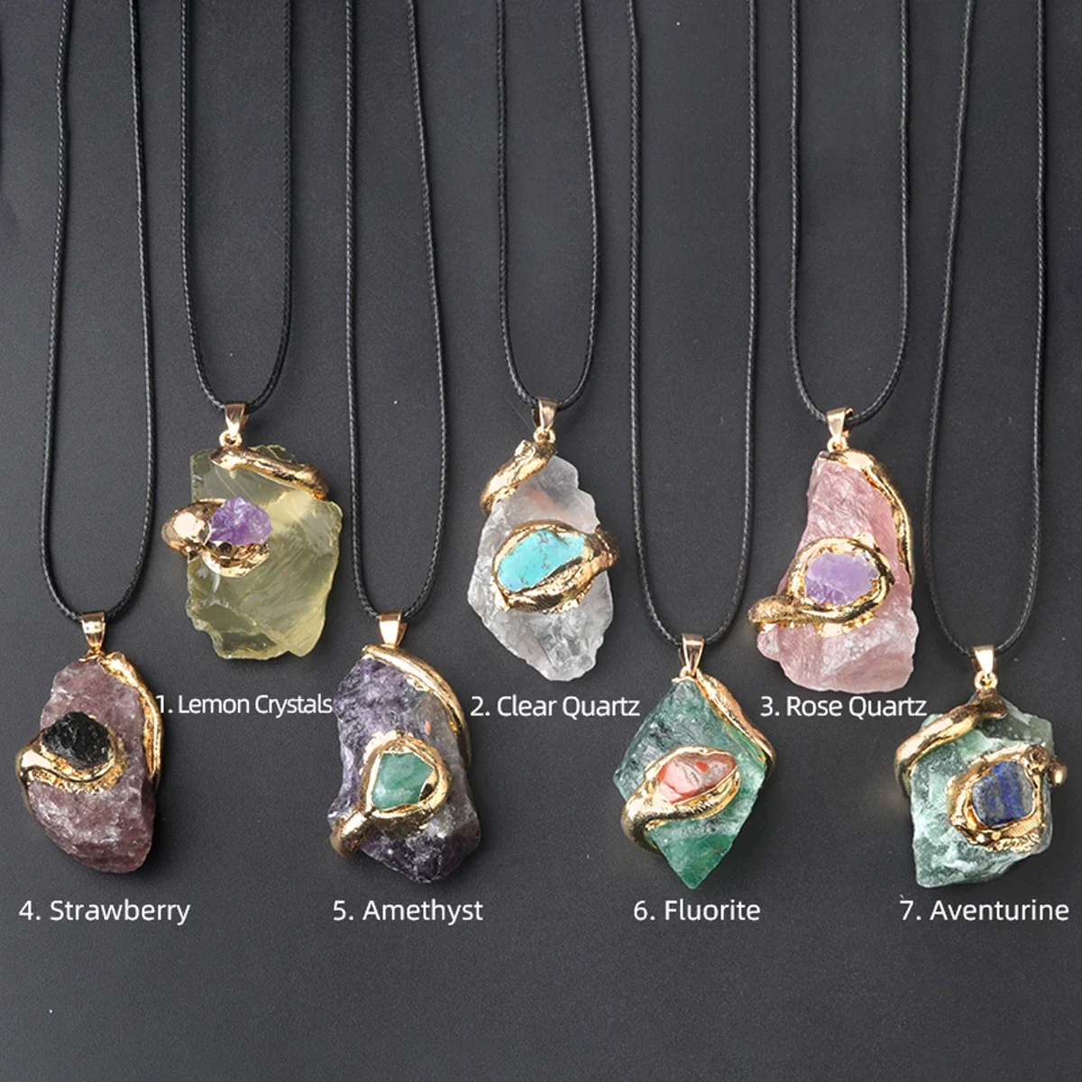 25x30-35x40mm Gemstone Setting Natural Rough Irregular Stone Necklace Pendant Without Chain Jewelry Make DIY Necklace Accessory - 6