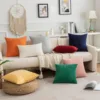1pc Corduroy pillowcase Yellow stripe patchwork design Solid Cushion Cover, Throw Pillow Case, For Sofa, Couch 45x45CM 30x50CM 5