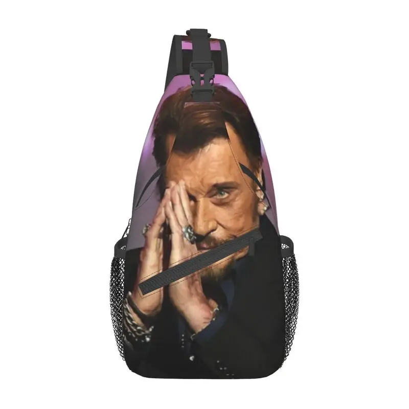 

Fashion Rock Johnny Hallyday Sling Crossbody Backpack Men French Singer Music Shoulder Chest Bags for Travel Cycling