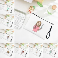 Cartoon Ladies Nurse Printed Cosmetic Bags Foldable High Capacity Women Makeup Bag Eco Reusable Storage Pouch Pencil Case 1