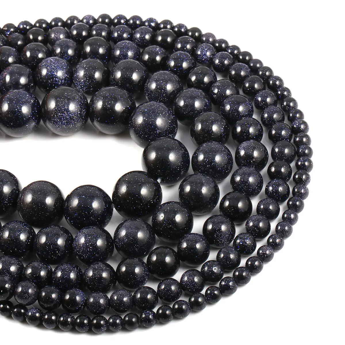 

Blue Sand Stone Round Beads 4/6/8/10/12mm Natural Stone Spacer Beads for Jewelry Making Supplies DIY Women Necklace Bracelet