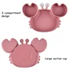 3Pcs Baby Feeding Plate Dishes Silicone Sucker Bowl Plate For Kids Children's Cartoon Tableware Sets Boys Girls Crab Plate 6