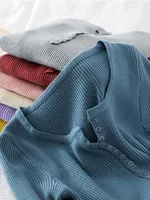2025 Autumn Winter Button V Neck Sweater Women Basic Slim Pullover Women Sweaters And Pullovers Knit Jumper Soft Warm Tops - Image 2