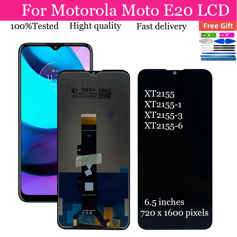 

6,5 "Новый IPS для Motorola Moto E20 ЖК-дисплей сенсорный экран дигитайзер в сборе заменяемый для Moto E20 LCD XT2155 XT2155-1 LCD