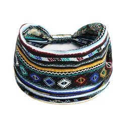 Boho Floral Stretch Headband for Women - Non-Slip Knot Hair Scarf (Black and white 11)