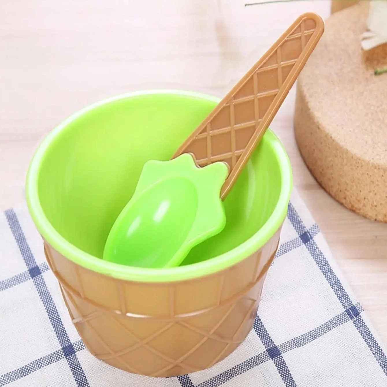 1 set - Ice Cream Bowl Spoon Set Yogurt Cup Children's Ice Cream Bowl