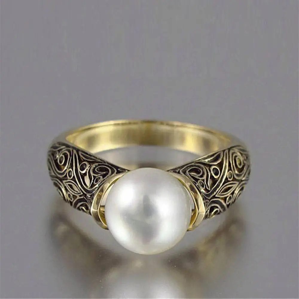 Fashion Simple Inlaid Imitation Pearl Rings Men and Women Gold Plated Vintage Silver Color Jewelry Holiday Gift Goth Accessories finger rings fashion rings fashion ring pearl finger ring