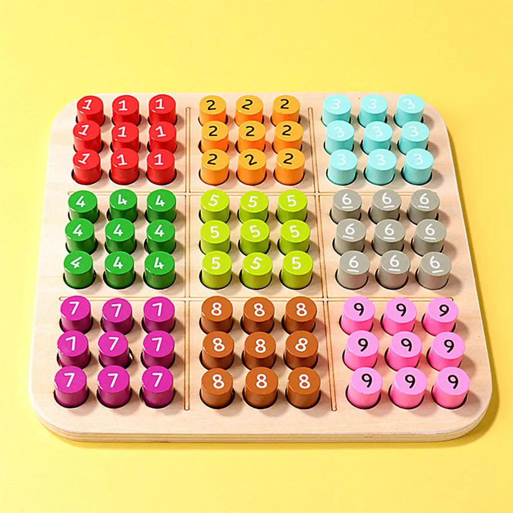 Wooden Sudoku Puzzles Board Game, Math Mini Desktop Game , Educational , Brain Teaser for Travel, Activity, Adults