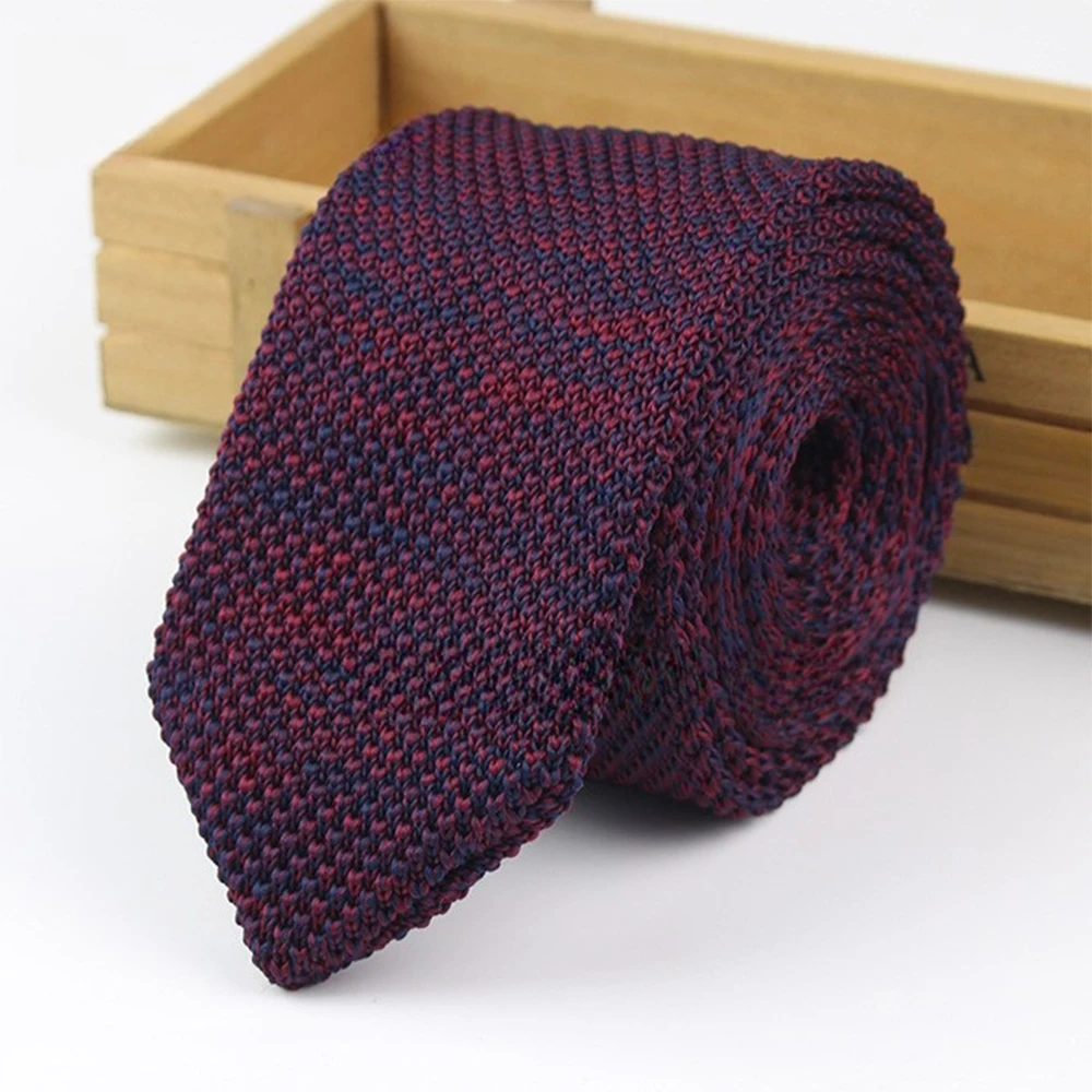 Gradient Knitted Tie - Mens Solid Color Slim Necktie