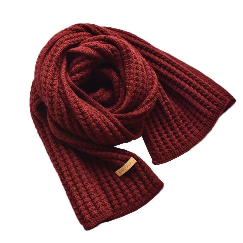 

1 Pc Women Winter Scarf New Korean Woolen Scarf Lovers Men And Women Thicken Warm Students Solid Color Knitted Scarves Bib