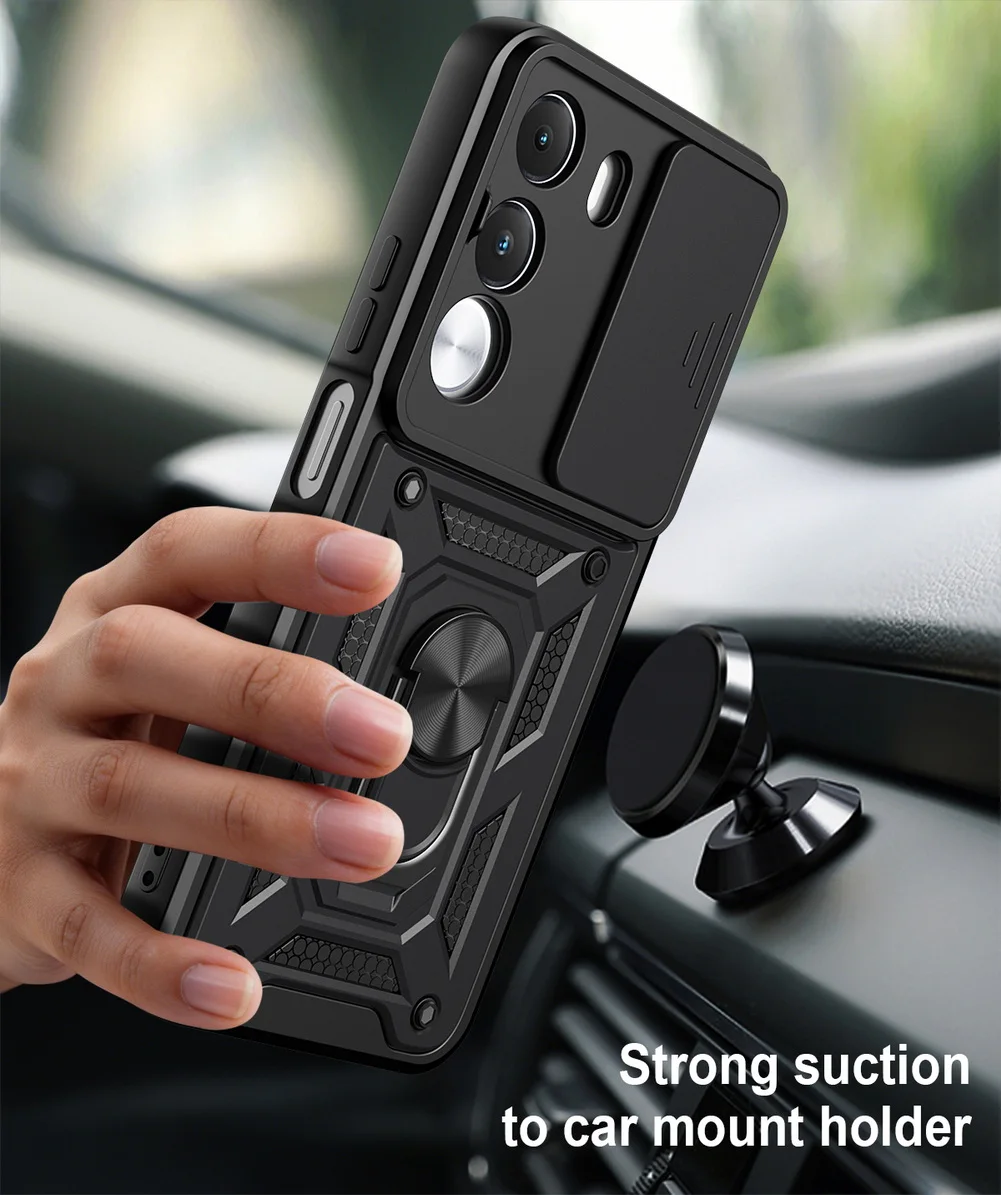 Enhanced Armor Hybrid Metal Ring Holder Camera Protective Case