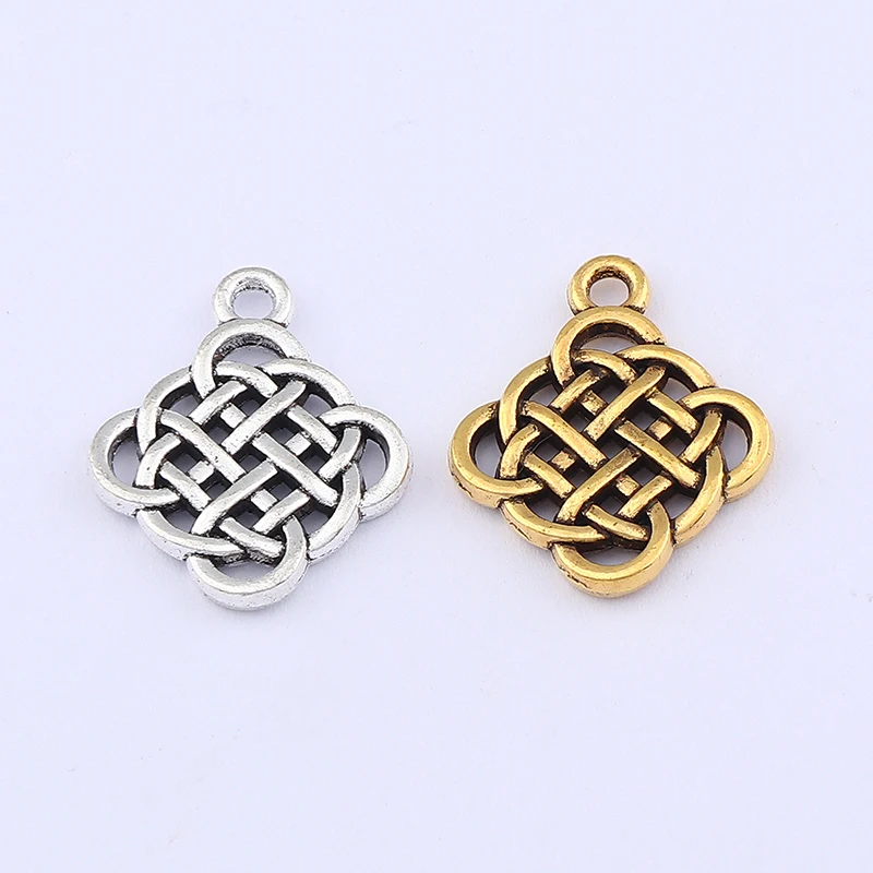 

20 x Antique Gold/Silver Color Plated Celtic Chinese Knot Double Sided Charms Pendant For DIY Handmade Necklace Making Findings