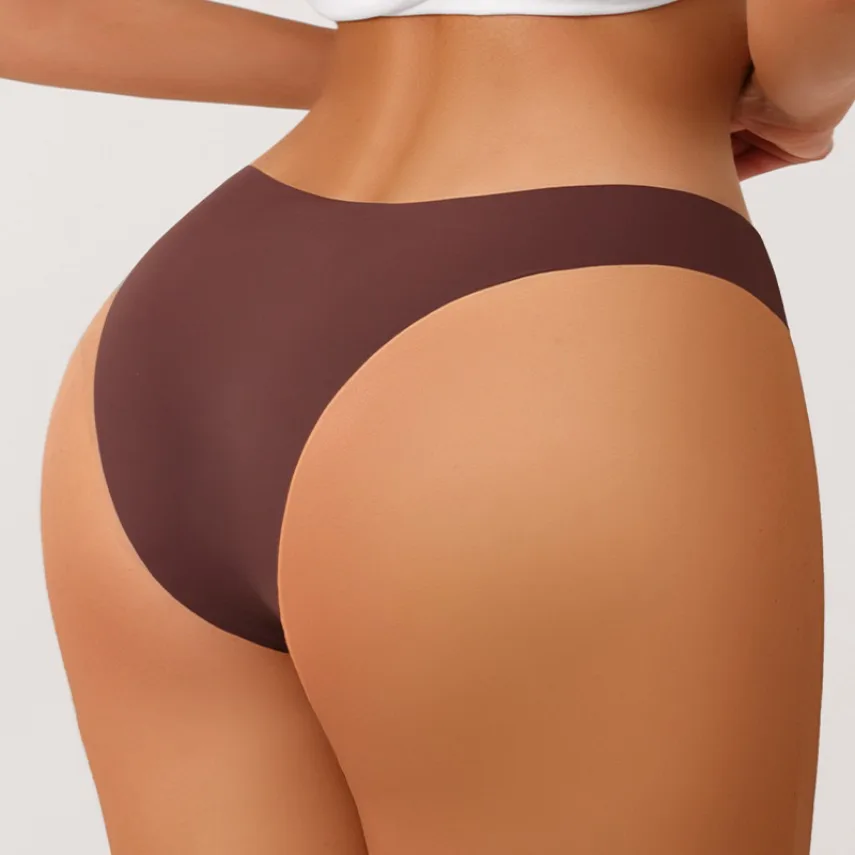 2024 sexy underwear seamless panties for women breathable low waist g string solid silk panties brief breathable lingerie female Sexy Female Seamless Panties for Women Ice Silk Low Waist Underwear Fitness Sports Lingerie T-back G-string Thong  Panties Women