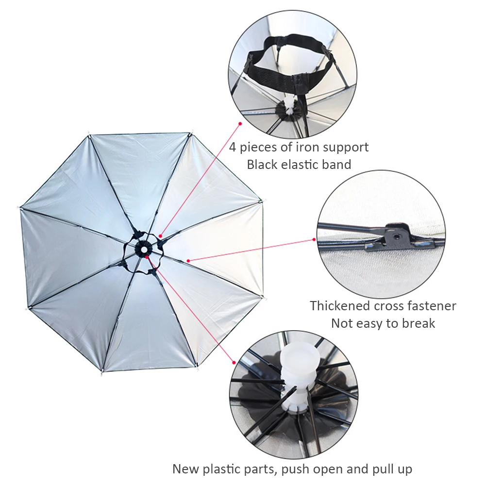 Rain Umbrella Hat Portable Foldable Outdoor Fishing Sunshade Waterproof 55-95CM