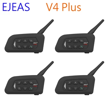 EJEAS V4 Plus Motorcycle Intercom Bluetooth Wireless Helmet Headset IP65 Waterproof FM Radio, Group Talking for 4 Rider 1500M