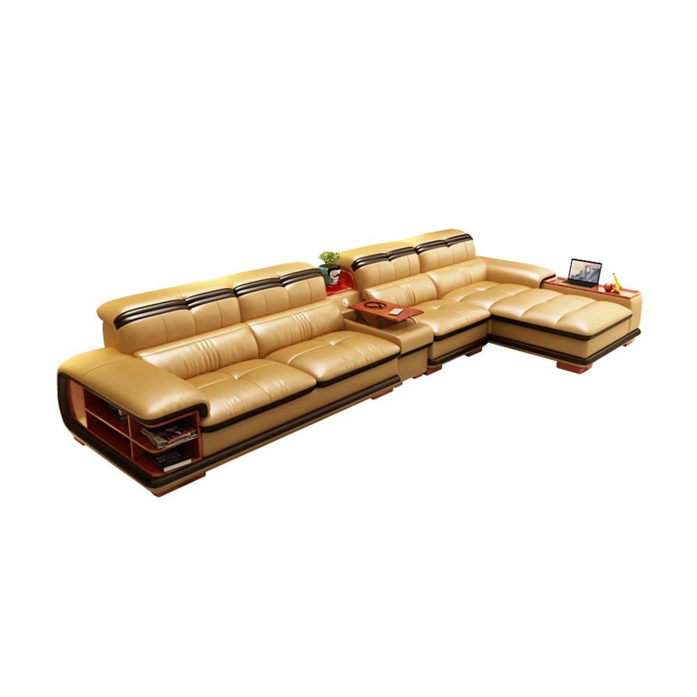 

Living Room Sofa storage corner real genuine leather sofas salon couch puff asiento muebles de sala canape L shape sofa cama