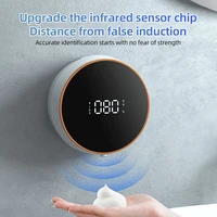 เครื่องเครื่องจ่ายสบู่เหลวด้วยมือแบบอัตโนมัติสัมผัสไม่เจาะ300มล. ปรับได้3ระดับสำหรับห้องน้ำห้องครัวซักรีด 3