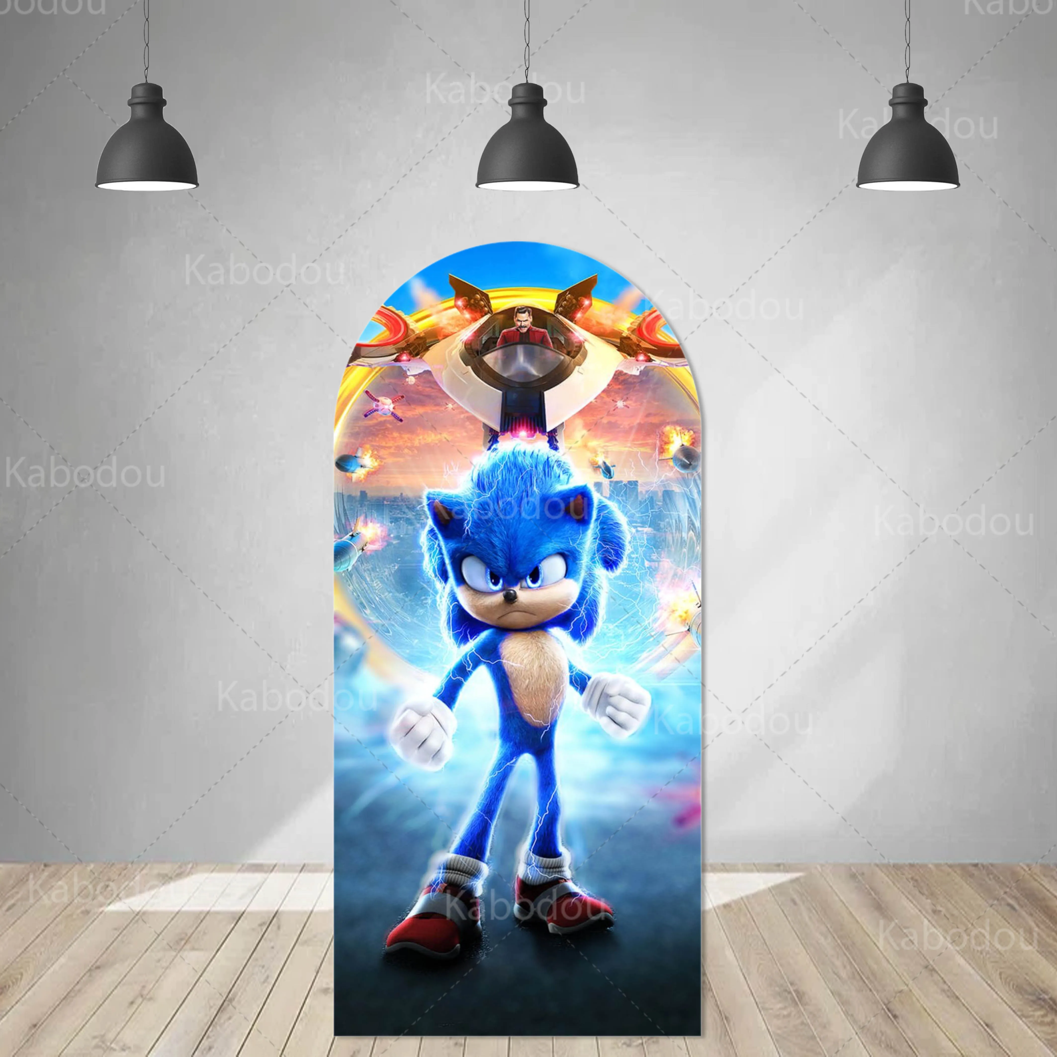 thumbnail image 1 of Arco de fondo azul de Sonics con doble cara de erizo para decoración de fiesta de cumpleaños de niños, fondo para fotografía de baby shower, utilería para estudio, 1 of 5