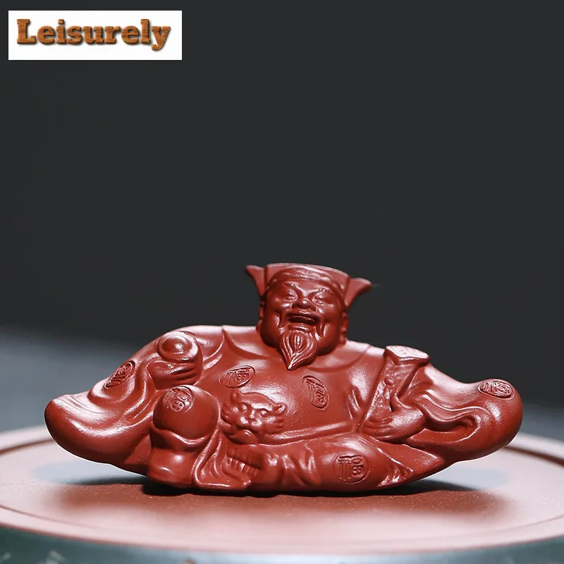 Purple Clay Maitreya Buddha Guanyin God Of Wealth Tea Pet Luxury Exquisite Miniature Tea Figurine Play Toys Tea Statue Ornaments