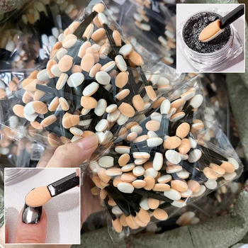 10/50/100pcs Double Sided Sponge Brush Double-Ended Nail Powder Eyeshadow Applicator Sponge Sticks Mirror Powder Nail Brush Tool