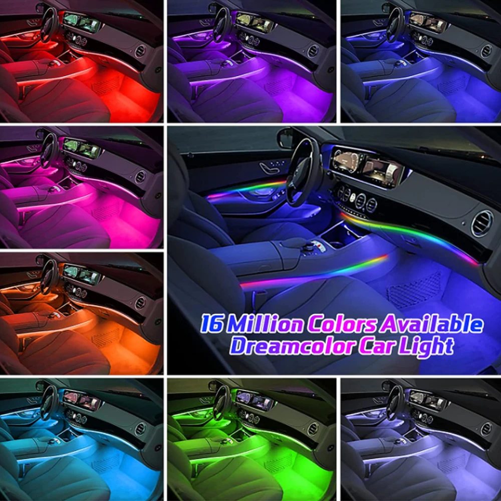 75CM For LED Strip Symphony Car Ambient Lights 64 Color RGB Interior Acrylic Optical Fiber Strip Dashboard Lamp For Replacement