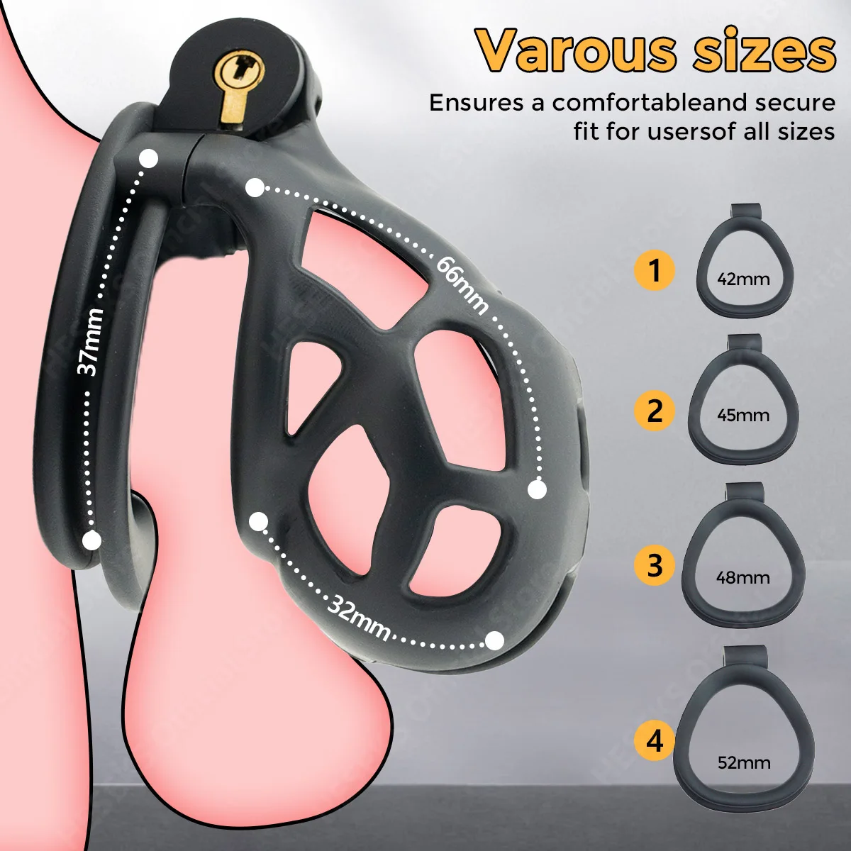 HESEKS Male Cock Cage Chastity Device With 4 Size Resin Penis Rings Discreet Cock Cage Devices Penis Exercise Sex Toy for Gay penis chastity cage chastity lock sex toy chastity cage accessory