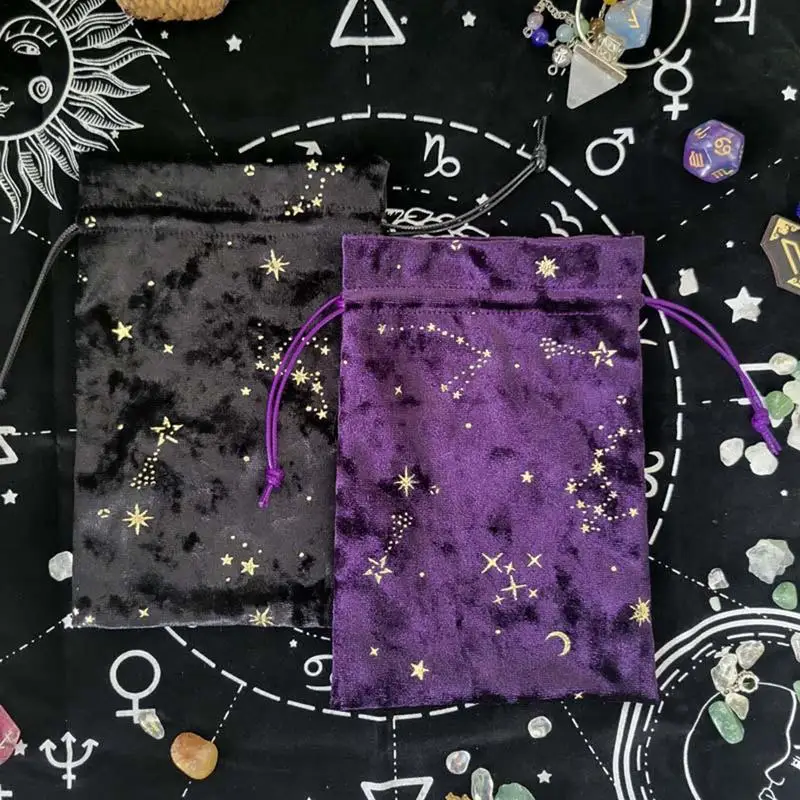 

Velvet Tarot Storage Bag Mini Drawstring Package Witch Divination Crystal Pouch Bag Playing Cards Dice Holder Board Games