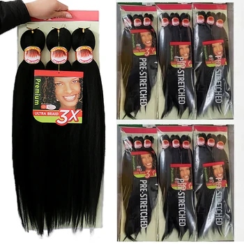 Braiding Hair Pre Stretched 3X Braid 26 Inch Ombre Braiding Hair Blonde Synthetic Fake Hair Extensions for Crochet Twist Women 1