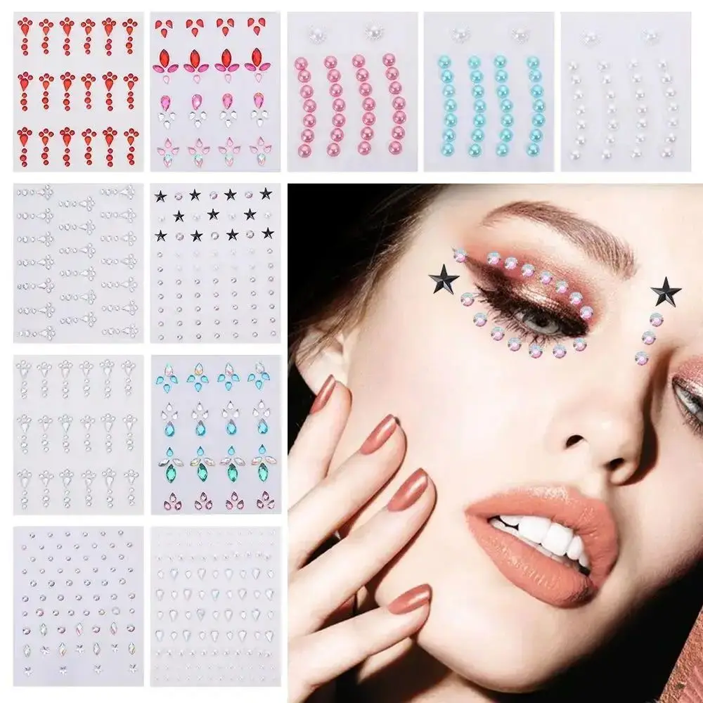 3D Sexy Crystal Glittering Eyes Face Diamond Party Jewelry Disposable Brow Center Forehead Body DIY Art Tattoo Adhesive Sticker