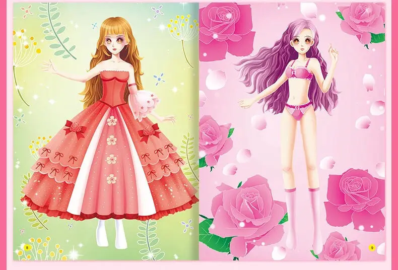 Adesivos de Vestir Anos de Idade Meninas para Melhorar a Concentração dos Desenhos Princesa Adesivos Animados Grande Aberto Adesivo Livro 0-6 21 Online shopping