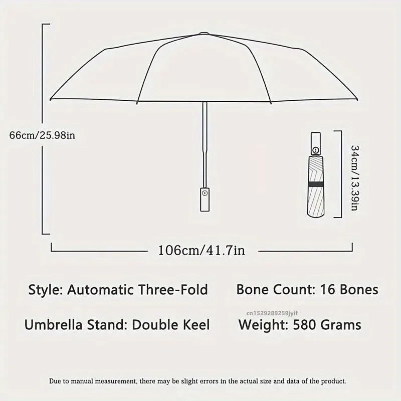 Luxury Windproof Automatic Folding Umbrella - 16K Double Canopy for Sun & Rain, Large & Durable Design for Men and Women