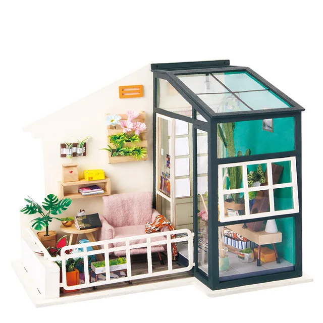 Robotime Wooden Dollhouse with Furniture & Light DIY Miniature House Perfect Gift for Boys and Girls 1