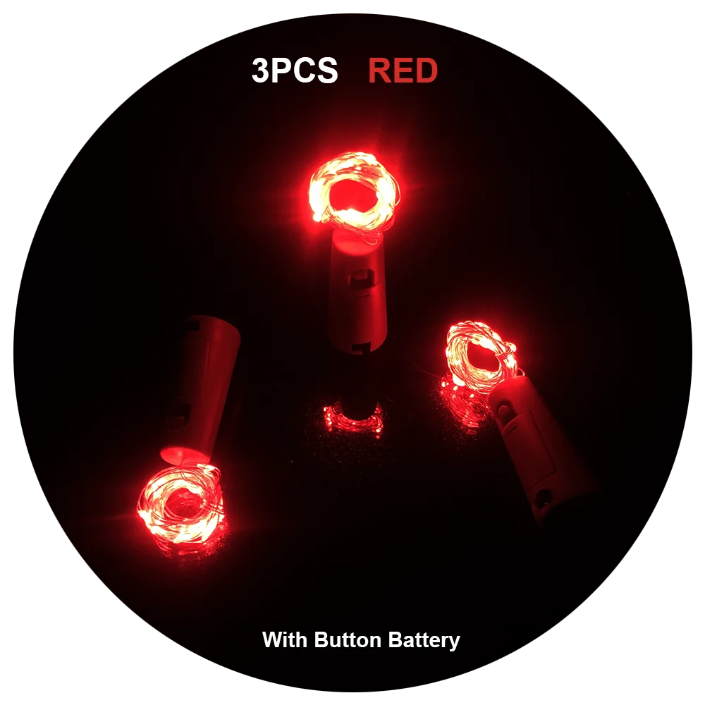 3Pcs RED Wine Cork 20LEDS Birthday Party Bar Wedding Celebration Holiday Christmas AG13 Button Battery 2M with 3 Batteries batmax 3pcs 1200mah en el14 en el14a enel14 el14 batteries for nikon d3400 d3300 d3100 d5600 d5100 d5200 d3200 p7000 p7100