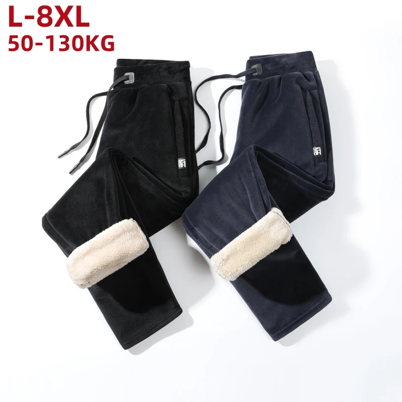 

9xl Winter Warm Men Pants Thicken Fleece Sweatpants Japanese Streetwear Men's Jogger Pants Large Size Trousers Harem Pants Male