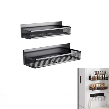 Metal Magnetic Spice Storage Rack for Refrigerator Oven Magnetic Fridge Shelf for DIY Kitchen Spice Organizer Magnetic Shelf
