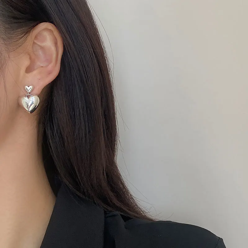 NEWL Orecchini a lobo a forma di cuore in argento Sterling 925 a forma di aereo, orecchini lunghi per ragazze, regali coreani