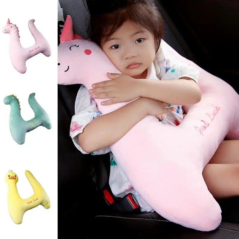 

Kids Car Headrest Support H Shape Travel Pillow Kids Cute Pink Unicon Style Breathable Kids Airplane Pillow Soft Neck Pillows