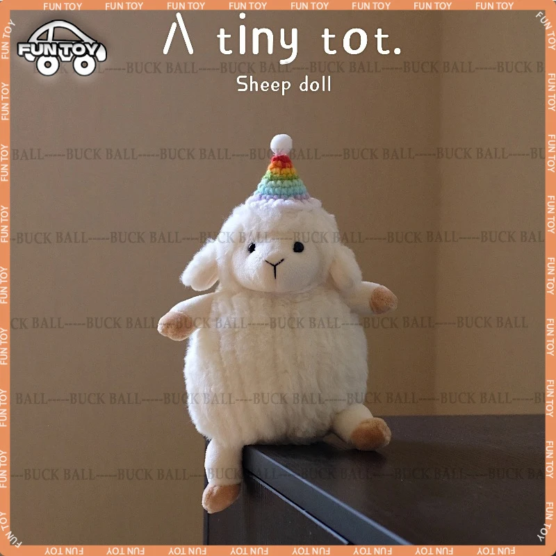 

Маленькая плюшевая кукла в виде овцы, 19 см, кавайные мини-Овен, успокаивающие Dolles, декор комнаты, фигурка животного, красочная вязаная шапка, детские игрушки, подарки