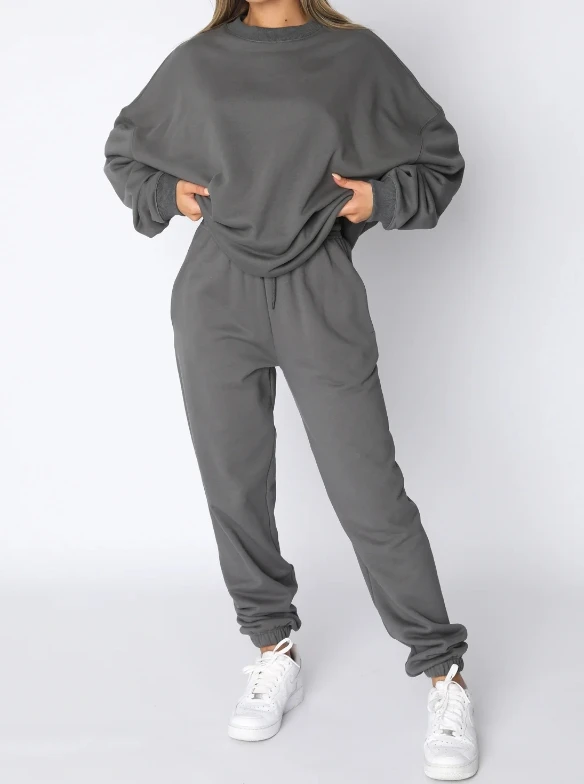 

Womens Two Piece Sets Outfit Solid Round Neck Pullover Long Sleeved Sweater Pants Set 2023 Autumn Winter Spring Fashion Casual