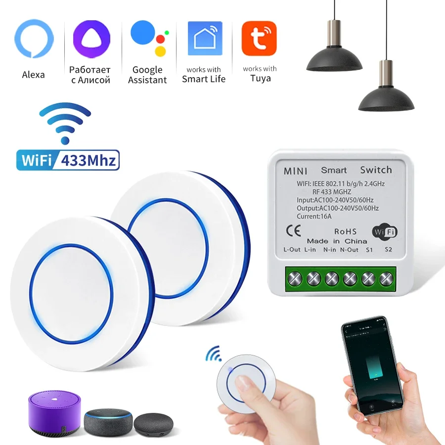 16A Tuya WiFi Smart Switch Alexa Google Assistant Voice Control