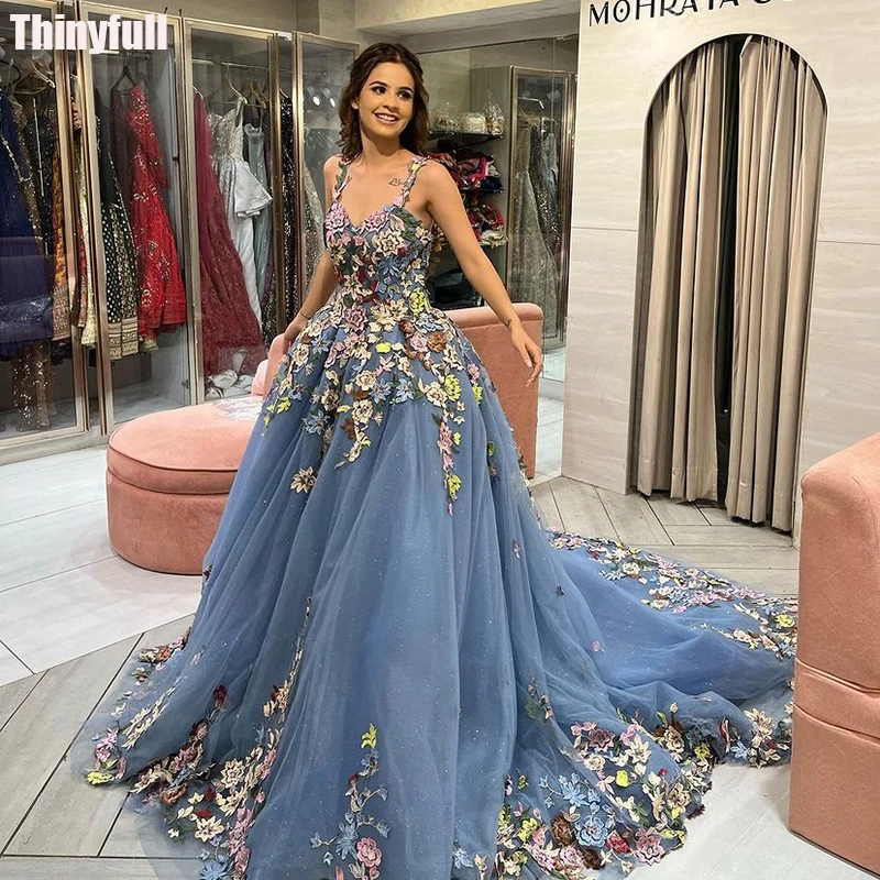 Vestido Graduación Mujer Vestido Largo De Tul Floral Con Hombros