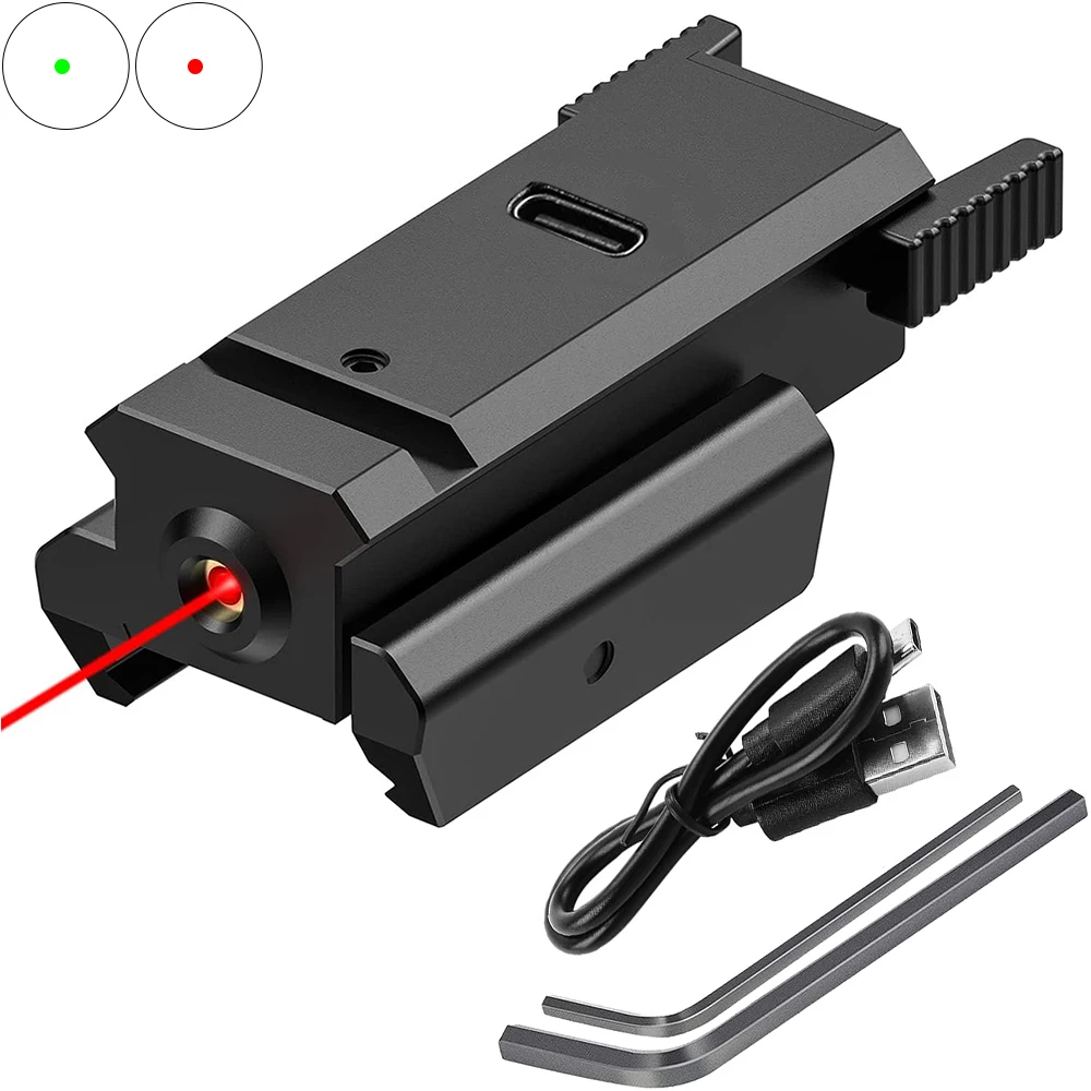 Powerful Red Green Laser Sight USB Rechargeable 20mm Rail Faster Targeting