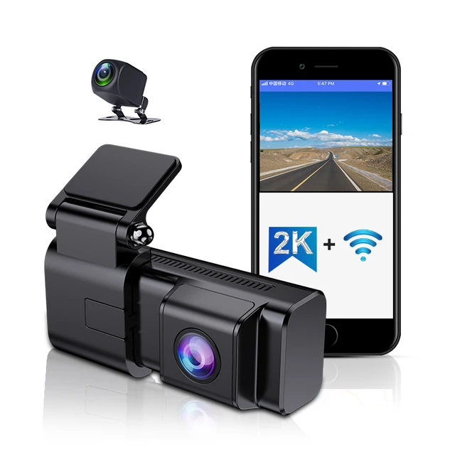 Dashcam Rétroviseur avec WiFi, Mini Dual Dash cam pour voiture