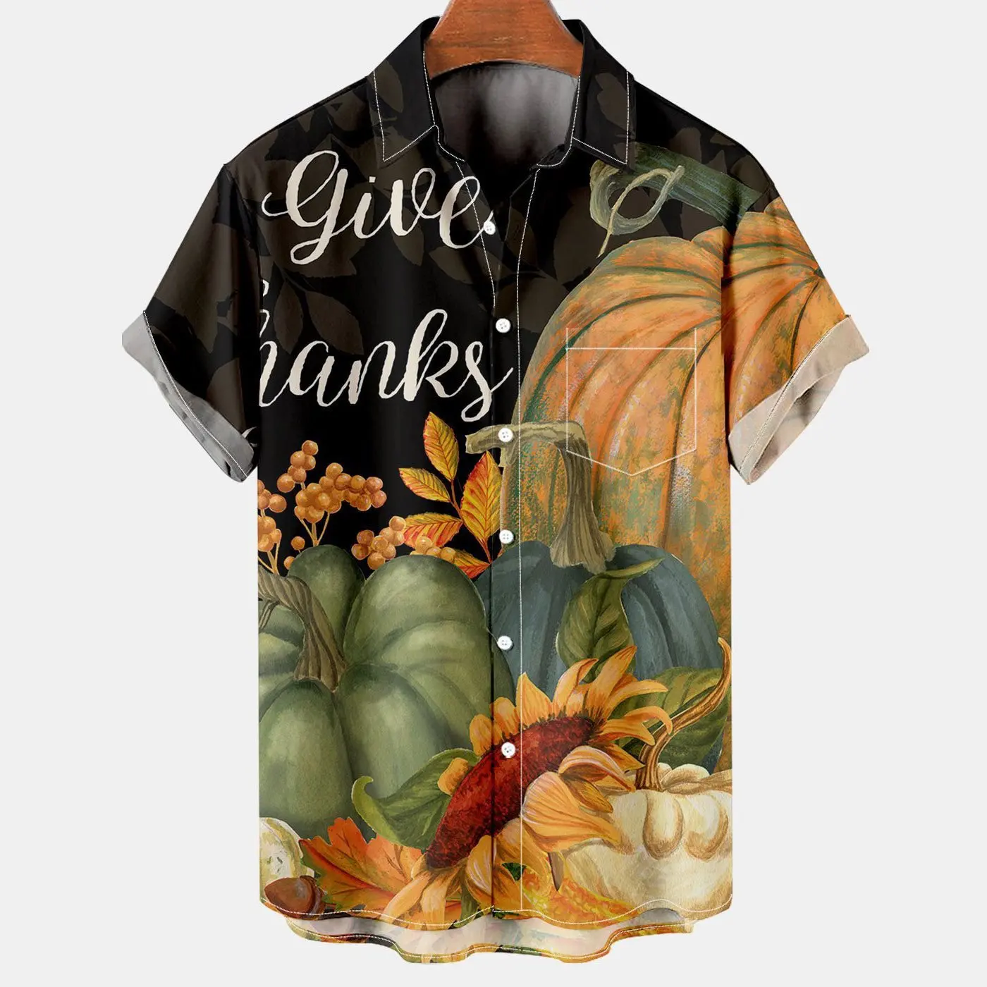 

Men's Casual Thanksgiving Turkey Print Shirt hawaiian-shirt Style A3