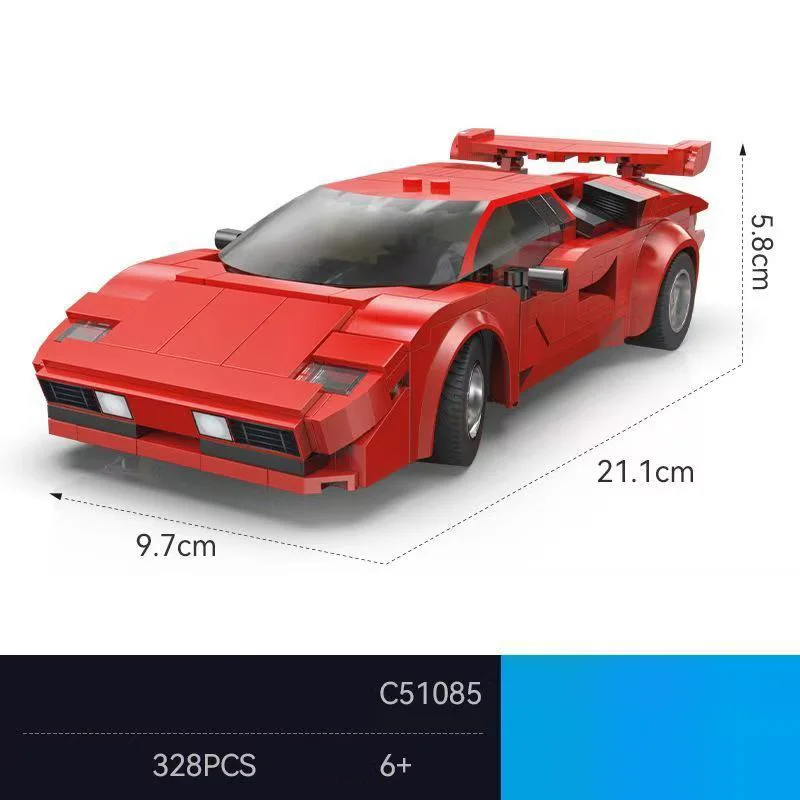 Technisches 1:20 Maßstab Italia Bull Classic Super Sport Car Countach Modellbausatz App-gesteuertes RC-Baustein-Fahrzeugspielzeug als Geschenk