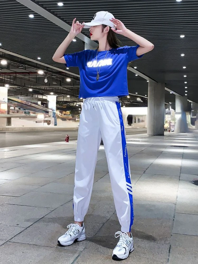 Summer Sportswear Tracksuit Women 2022 New Trendy Short Sleeve Round Neck Slim Casual Fashion Two Pieces Suit Joggin