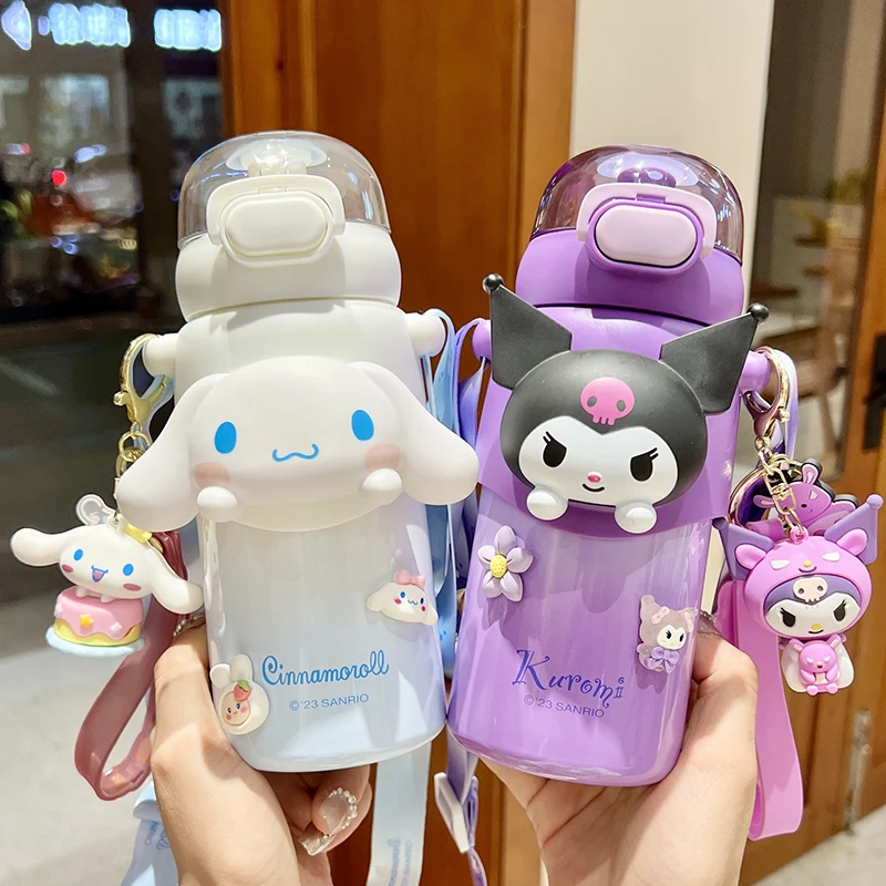 460ml Vacuum Water Cup Cartoon Bottle Hello Kitty Kuromi Stainless