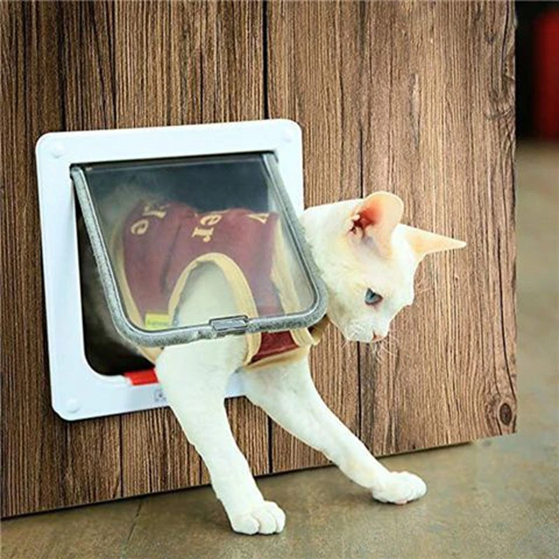 Chatièretrappe,Porte verrouillable à 4 voies pour animaux de compagnie,porte pour